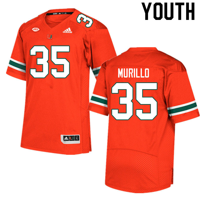 Youth #35 Josh Murillo Miami Hurricanes College Football Jerseys Sale-Orange